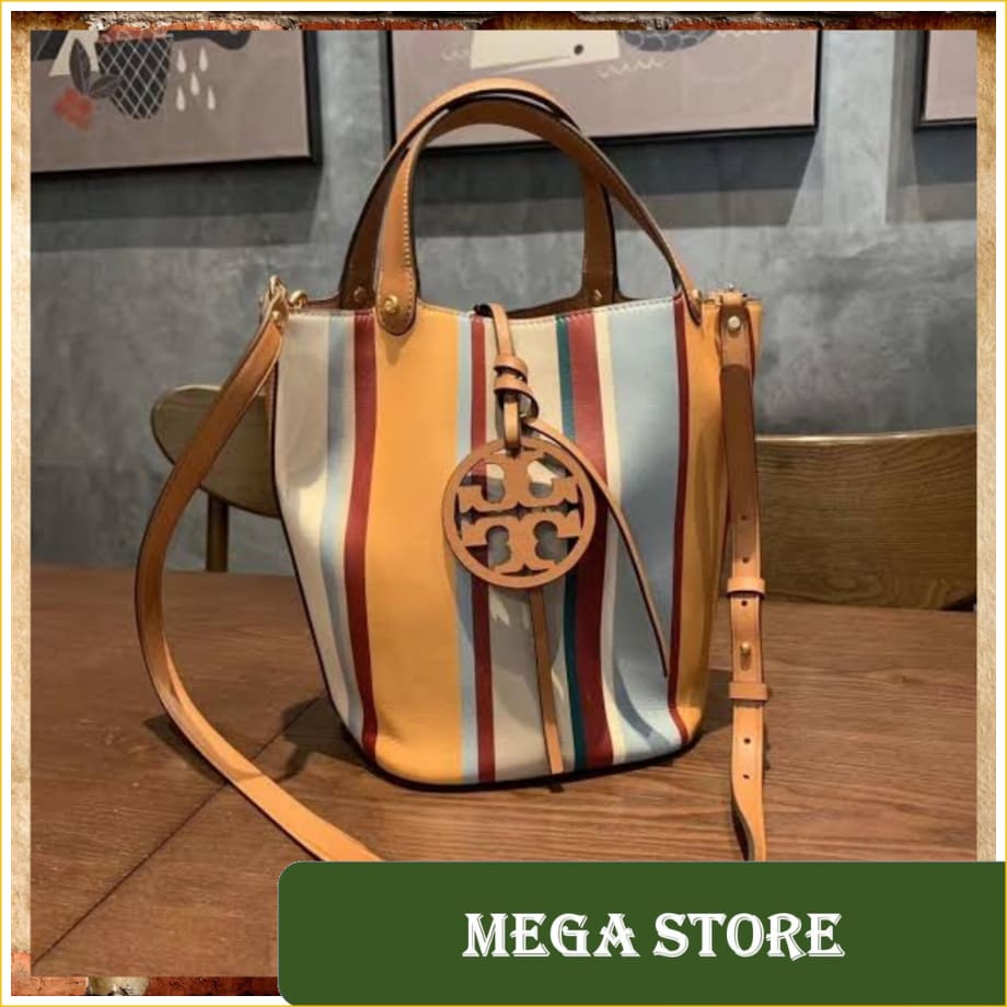 ORIGINAL TORY BURCH - Miller Stripe Bucket Bag [ NEW FULLSET ]