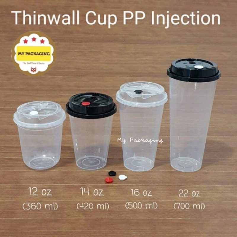 Jual Gelas Plastik Boba Thinwall Cup Pp Injection 700ml 22oz Cuptutupstopper Premium 3147