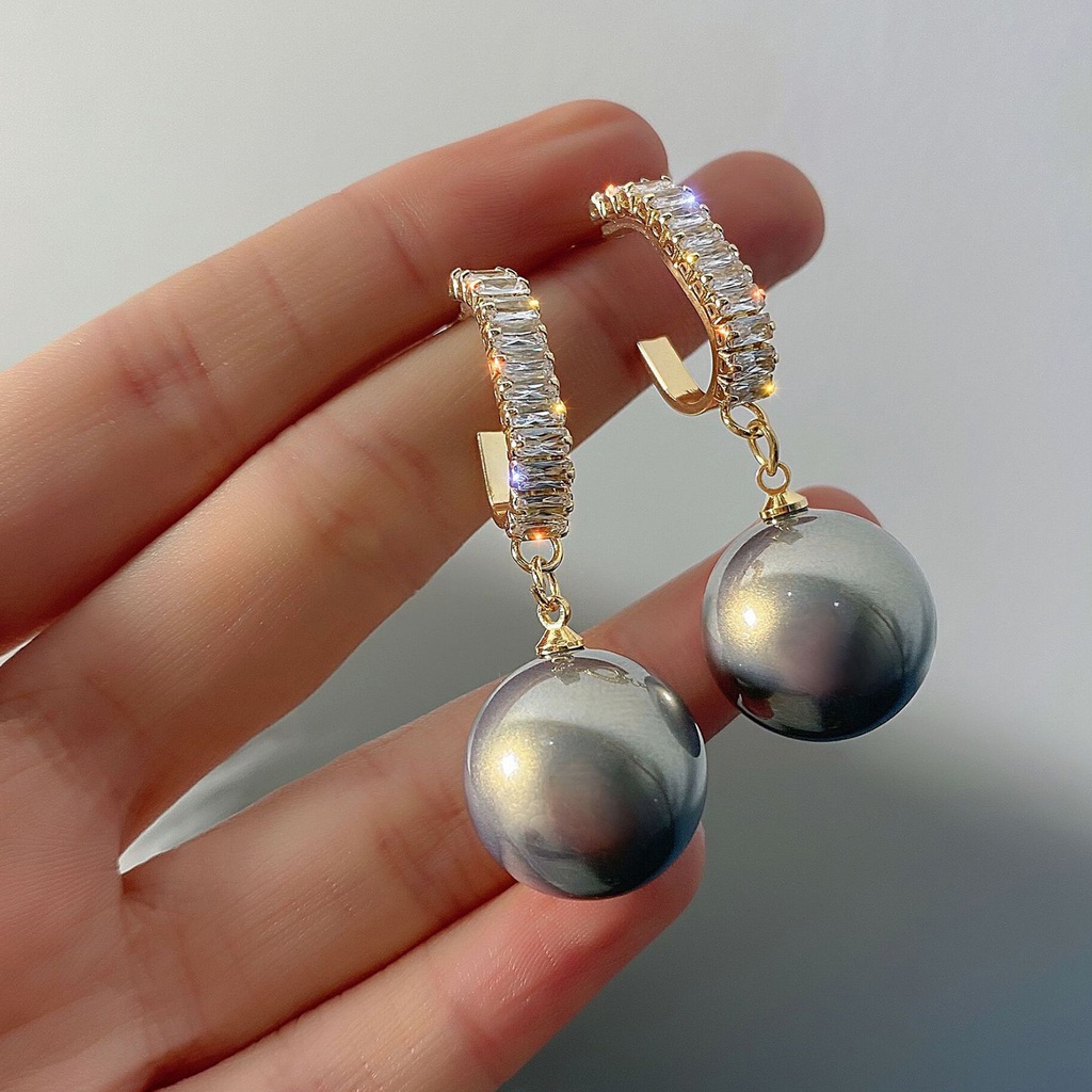 Hu Hu Hu Hu Hu Alat Bantu Pasang Kacamata♡ 1 Pasang Anting Tusuk Gantung Wanita Hias Cubic Zircon + Mutiara Imitasi Gaya Korea Untuk Pesta