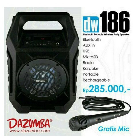 DW186 Speaker Aktif Portable Bluetooth Karaoke & Radio Dazumba DW 186