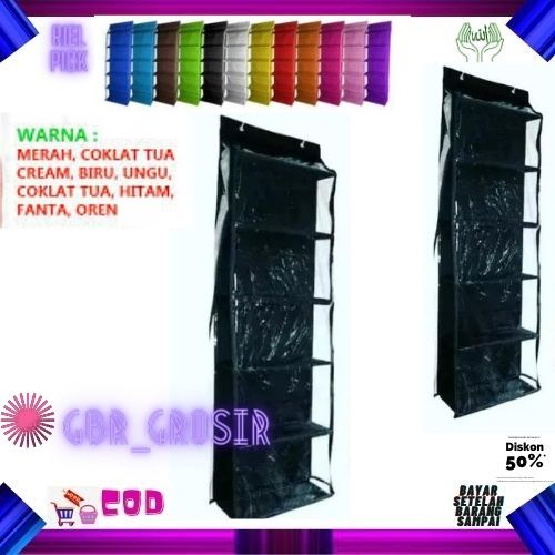 Rak Tas Gantung Resleting Pelangi MIKA TEBAL HBO Hanging Bag Organizer Zipper 6 sekat