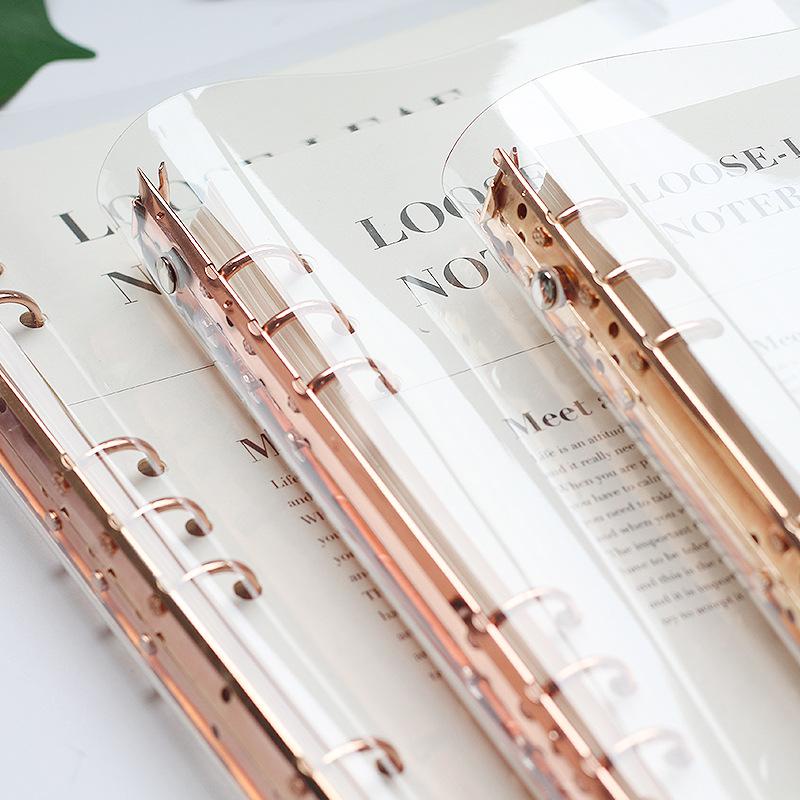 

[HARU] Elegant Binder A5 Binder A6 Transparan Binder with Clip Note Book Loose Leaf Rose Gold Binder