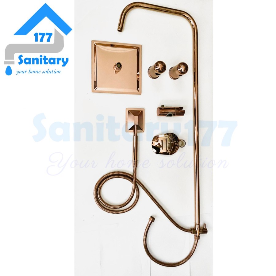 Paket Tiang Shower Set Coloum ROSEGOLD TS7- Set Tiang Shower Rainfall Mixer Komplit Stainless Rose Gold