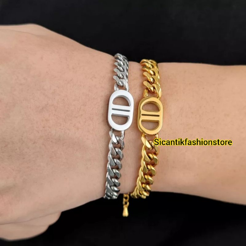 Gelang Titanium Trending Lapis Emas 18K Sisik Naga Vintage Fashion Style Gelang Wanita Gelang CD Titanium Fashion Wanita