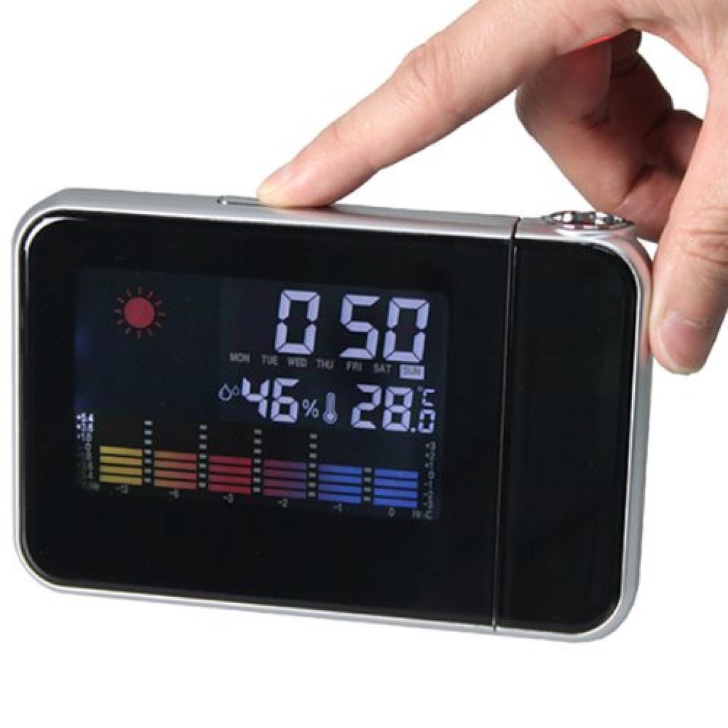 Jam Digital Proyektor Penunjuk Cuaca / Jam Digital LED Meja Penunjuk Cuaca Tanggal Hari / Jam Proyektor Lcd Lampu LED Unik Murah / Jam Pengukur Suhu Ruangan / Jam Meja LED Digital Clock Dengan Proyektor Display Light / Jam Weker Murah Original