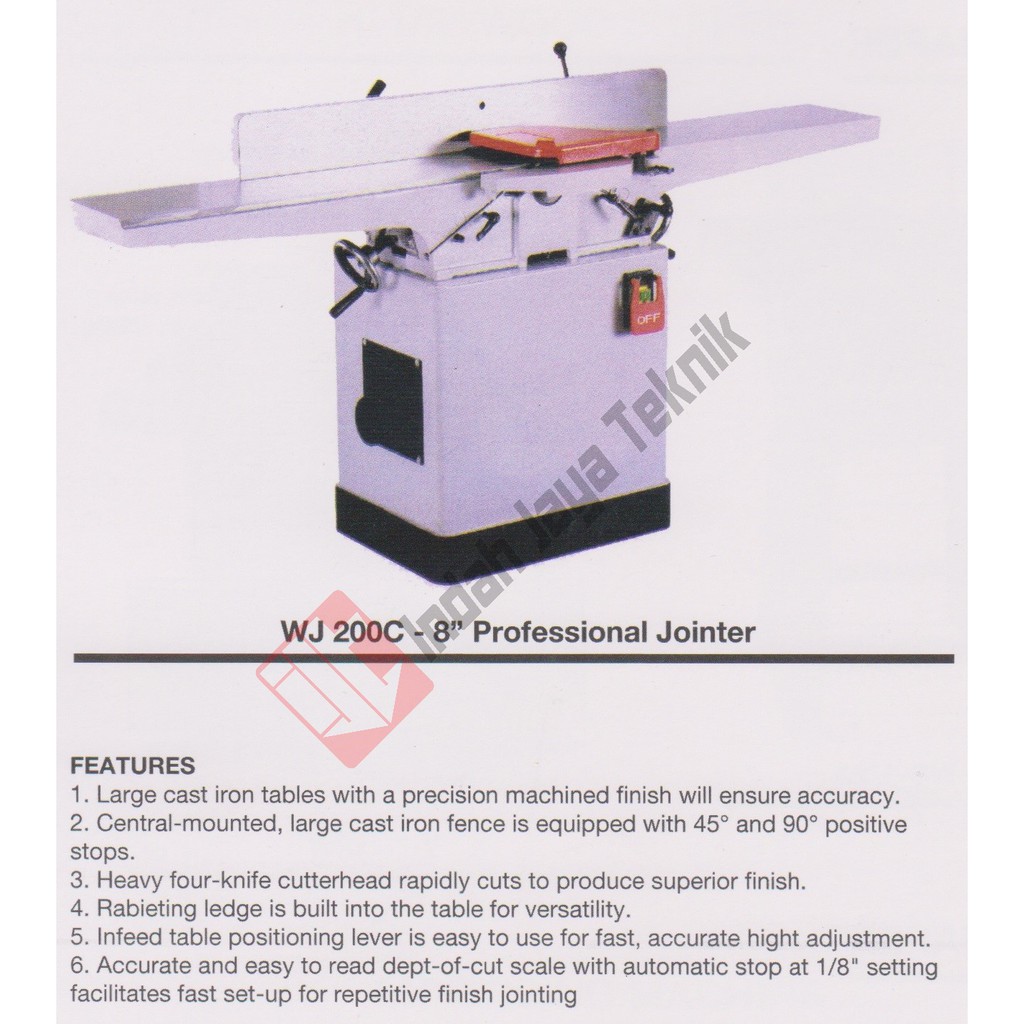 Professional Wood Jointer Oscar 8" WJ-200C / Mesin Jointer