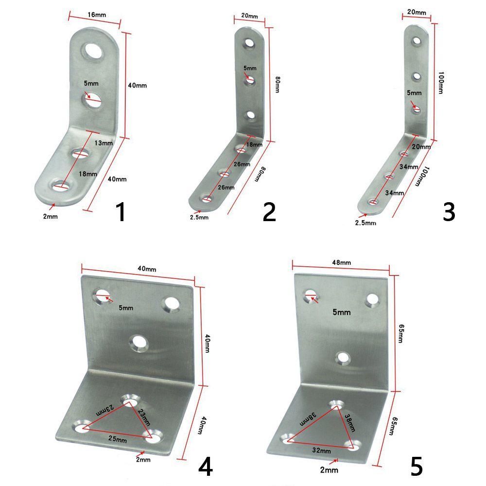 TOP 10pcs Bracket Sudut Bentuk L Dengan Sekrup Braket Sudut Siku Perlengkapan Bracket Pengikat Furniture Stainless Steel Corner