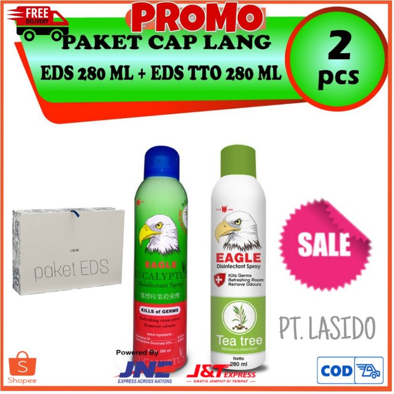 Caplang Paket Eagle Disinfectant Spray 280ml isi 2pcs - eucalyptus spray & tea tree oil spray