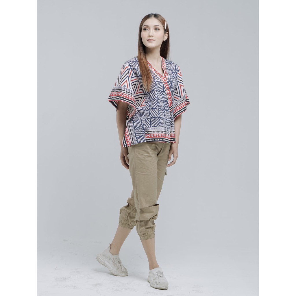 [PREMIUM] Leona Blouse Batik Cap Sarra Batik Premium Collection Atasan Model Batwing