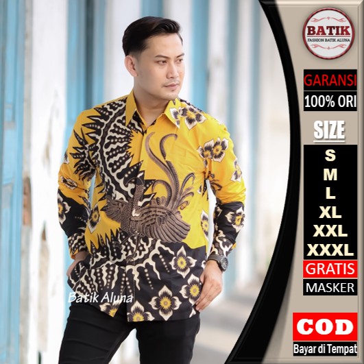 Batik pria lengan panjang Kemeja Atasan Baju batik pria laki laki lengan panjang premium cowok solo