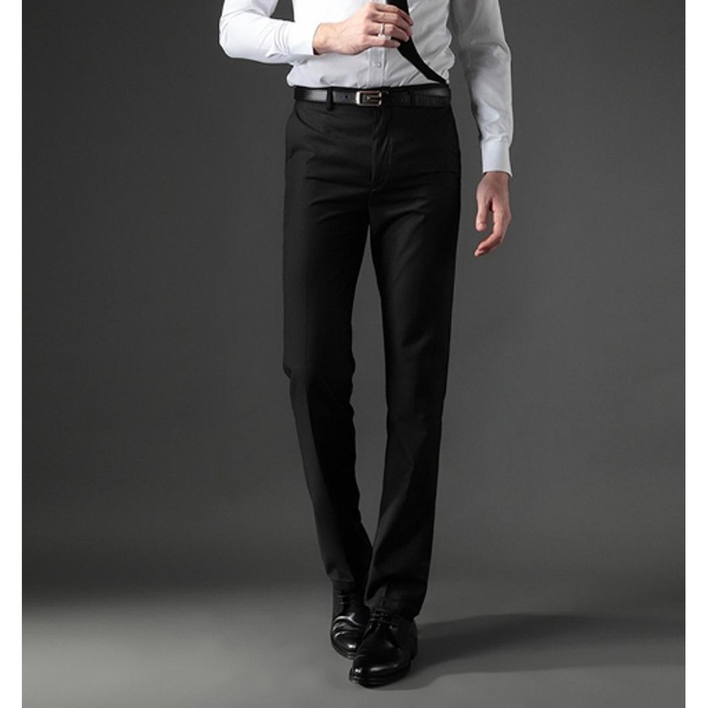 Barang Bagus Celana Formal Panjang Pria Slimfit Bahan Kain Twist Warna Hitam Adem Nyaman Size 27-38