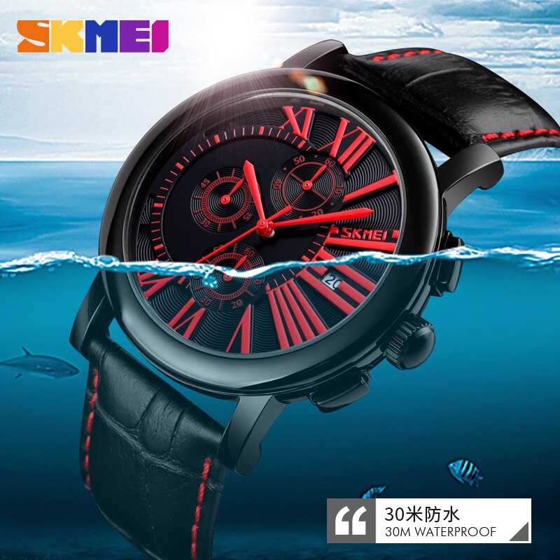 Jam Tangan Pria Analog  Leather Original SKMEI 9196CL-2