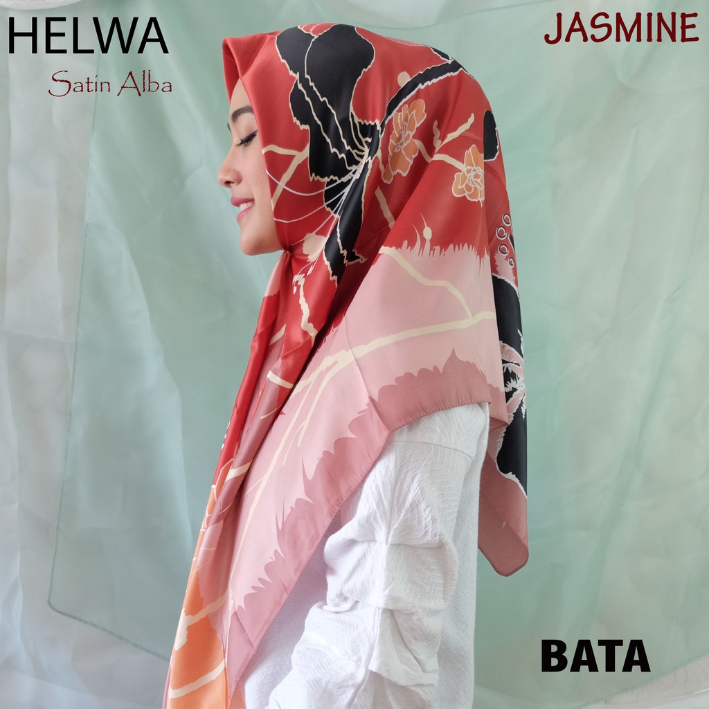 kerudung / jilbab segiempat satin velvet motif / hijab  