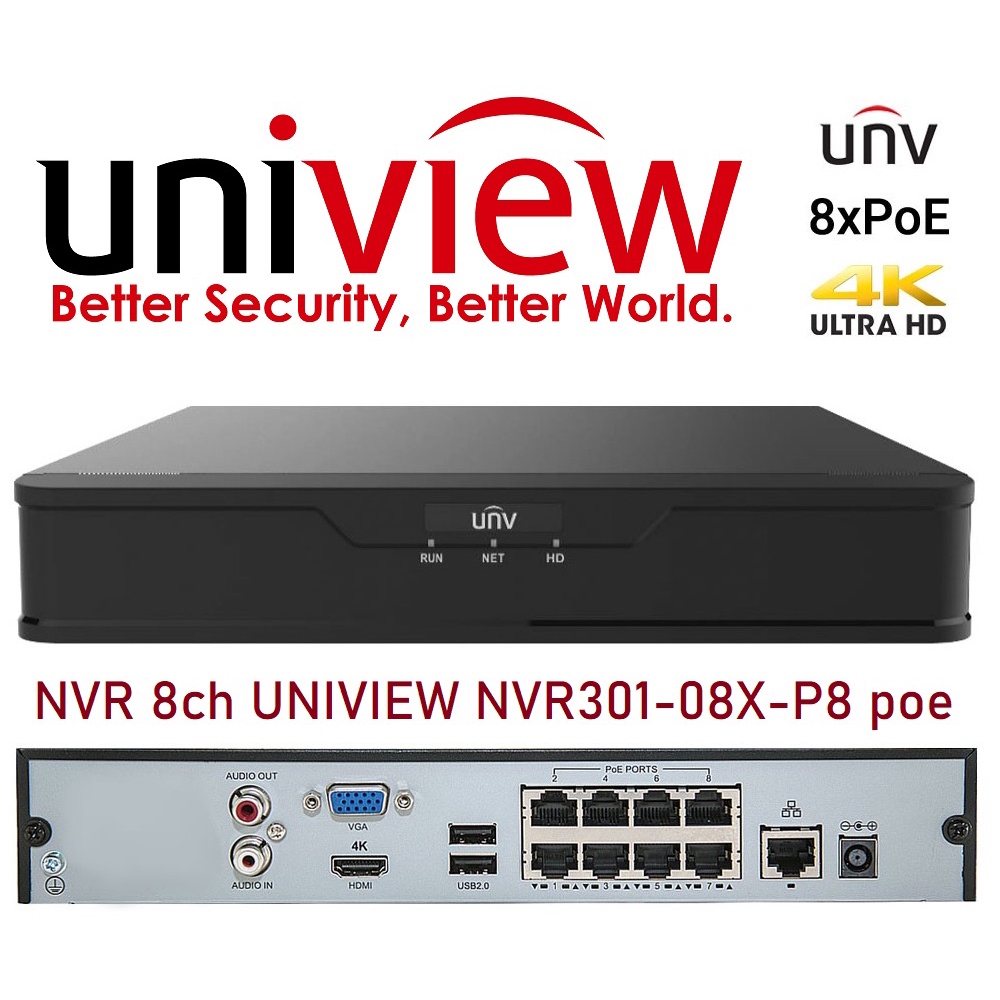 NVR 8ch UNIVIEW NVR301-08X-P8 poe