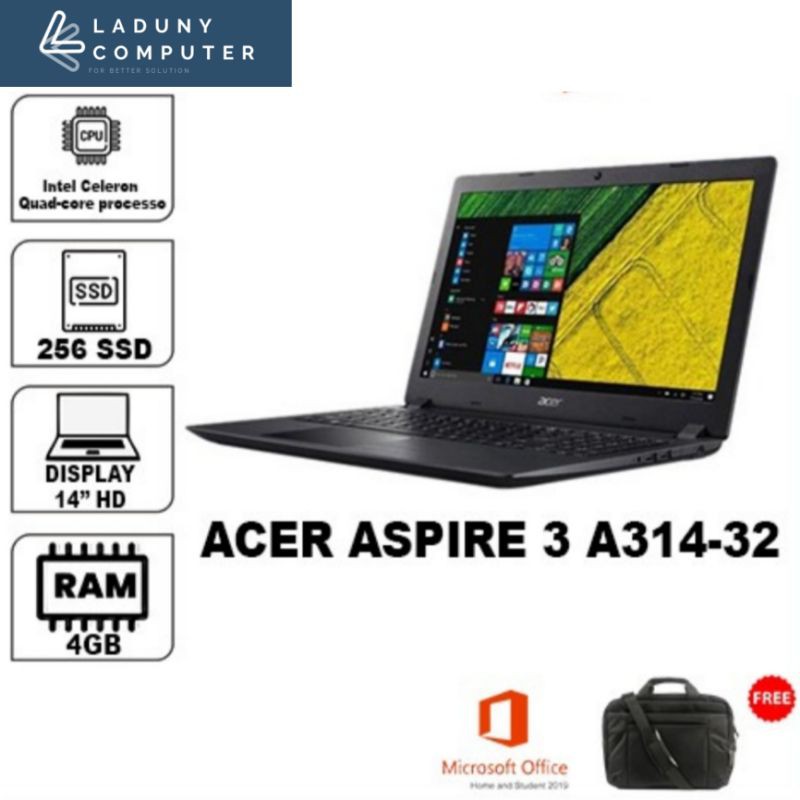 Laptop Acer Aspire 3 A314-32-C6KM N4120/4G/256SSD/W10 - Black