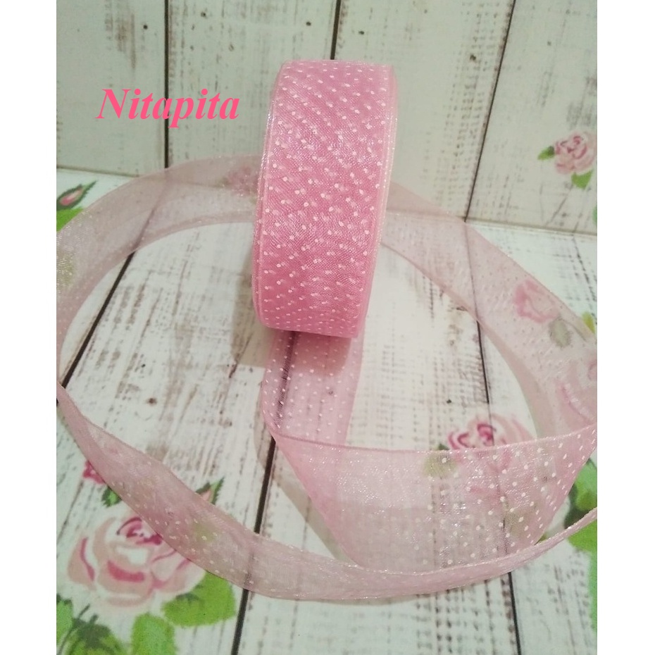 

GRANDMLATI RB36 (PER yard) PITA ORGANDI 1INCH POLKADOT PINK
