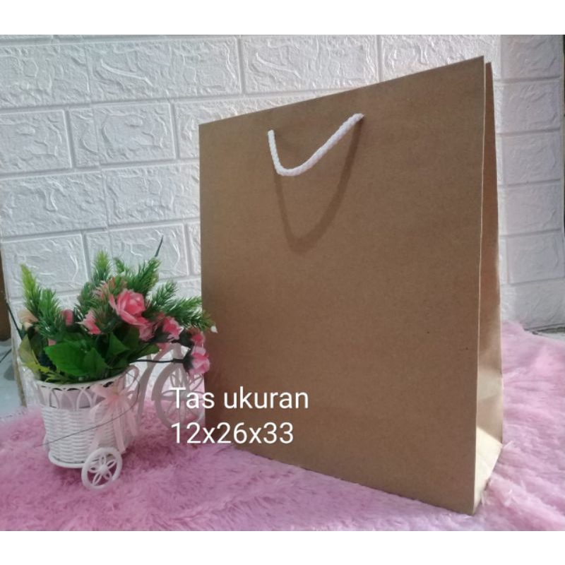 

TAS KERTAS PAPER BAG COKLAT POLOS UKURAN 26*12*33 (26*33)