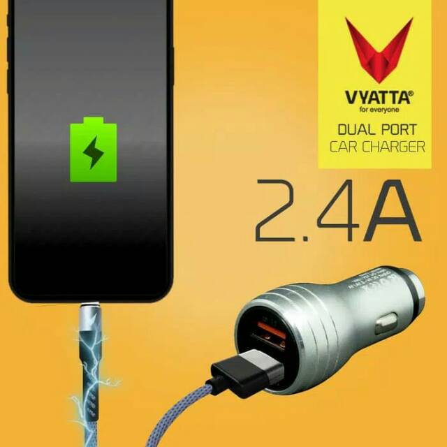 CHARGER MOBIL/VYATTA DUAL PORT 2.1A/GARANSI 12 BULAN