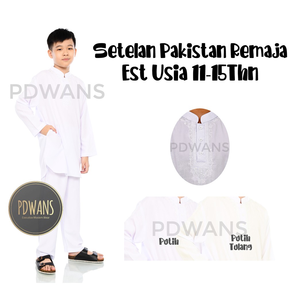  BAJU  KOKO Pakistan Remaja Putih Setelan Ukuran  Tanggung 11 