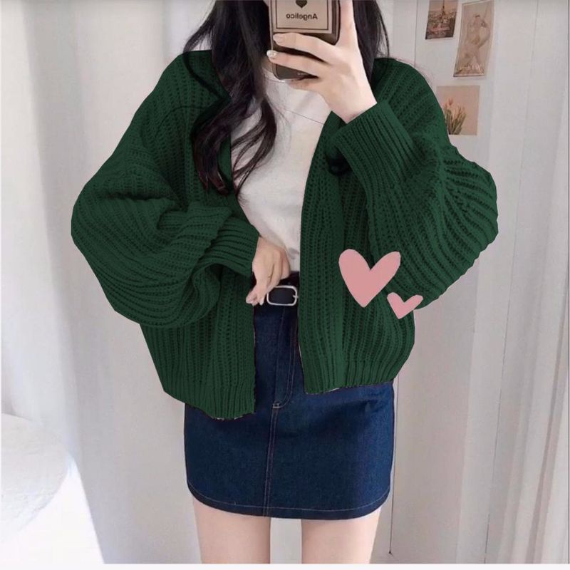 CARDI RAJUT HAZEL LOLLY // CARDIGAN RAJUT OVERSIZE-HIJAU MINT