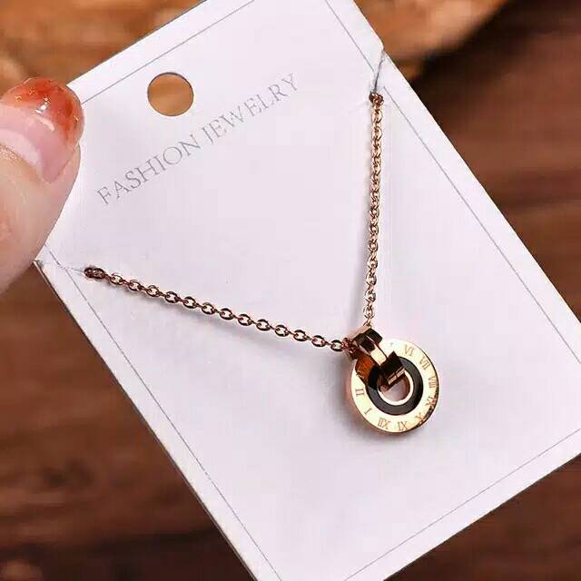 GG kalung Aksen Ring Angka Romawi Titanium #KL-145