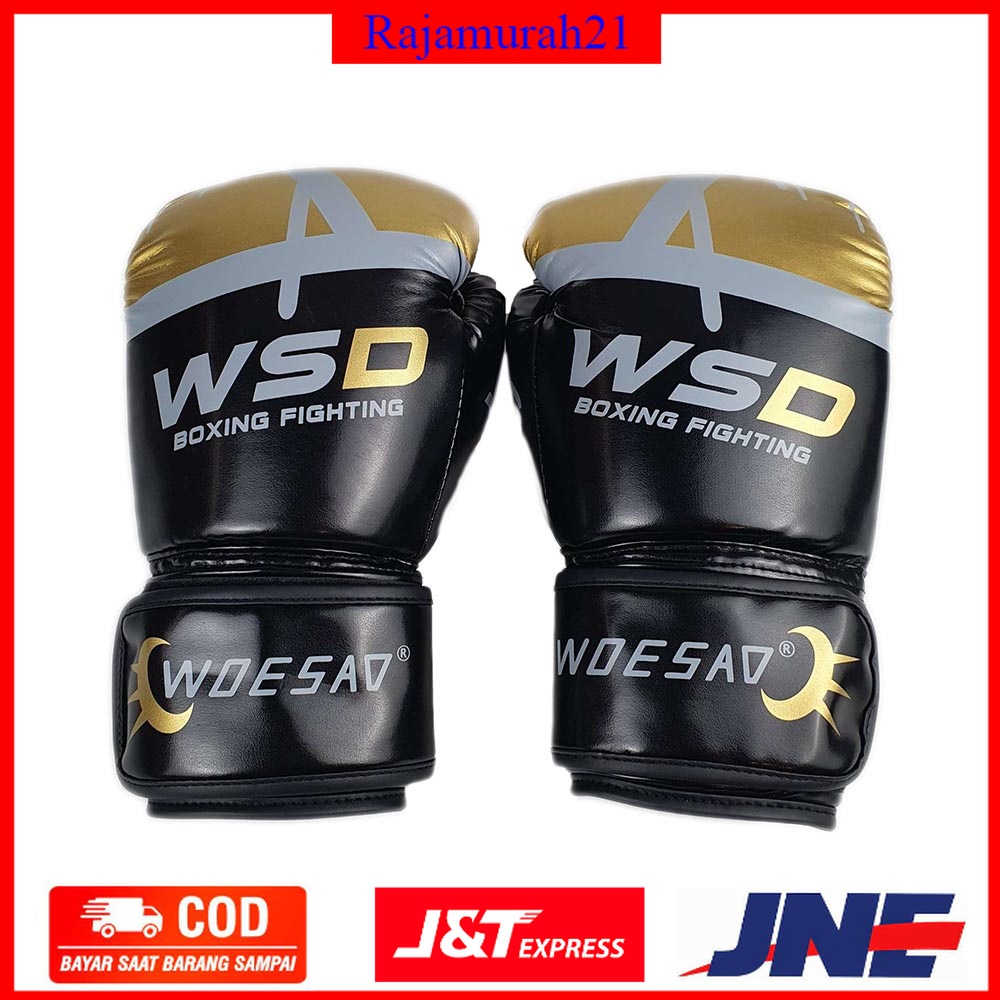 WOESAD Sarung Tangan Tinju MMA UFC Boxing Muay Thai Glove 10 OZ - WSD-85 - Black