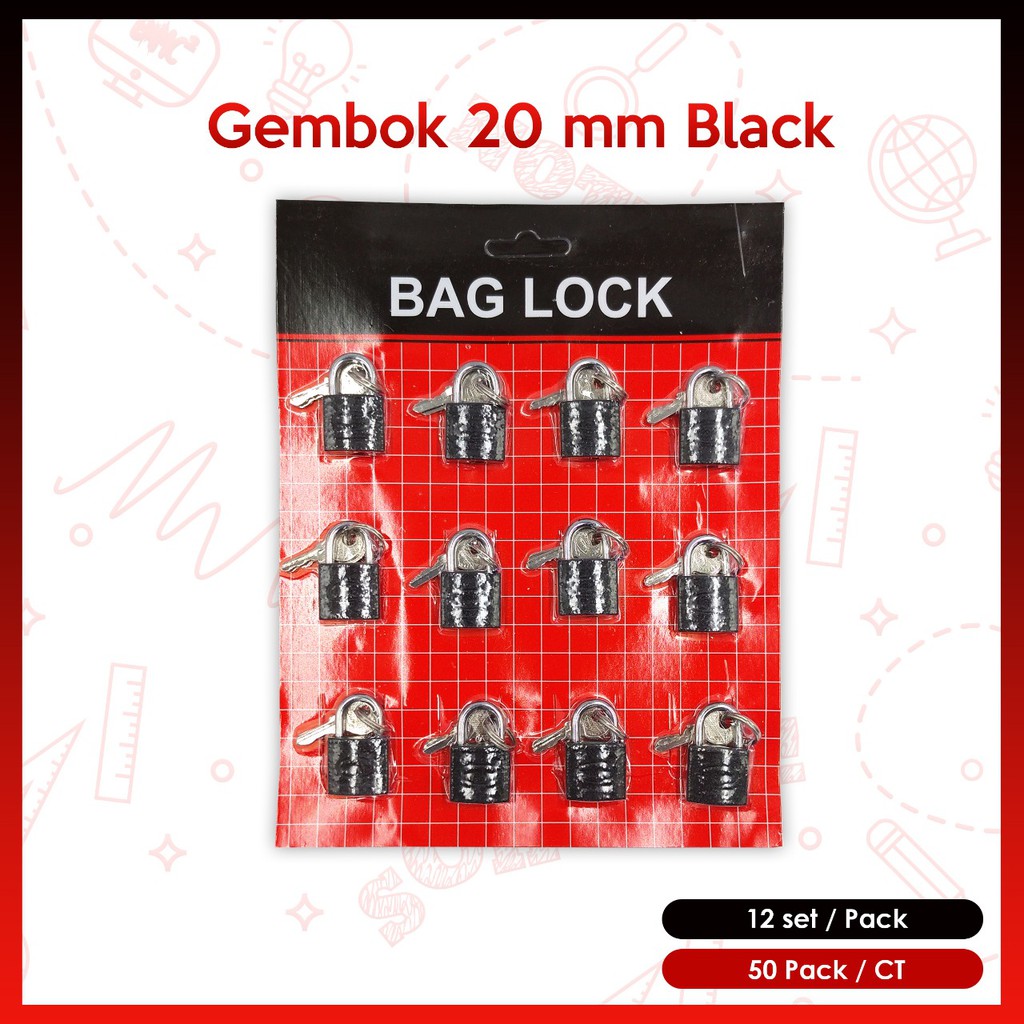 

gembok bag lock 20 mm hitam satuan