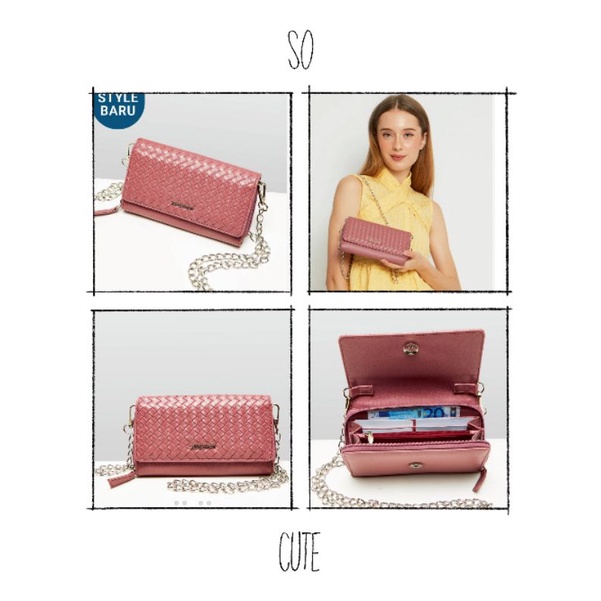 DOMPET TALI RANTE DOMPET WOVENNA DARK PINK SHOPIE MARTIN PARIS TERBARU DISKON MEMBER SHOPI