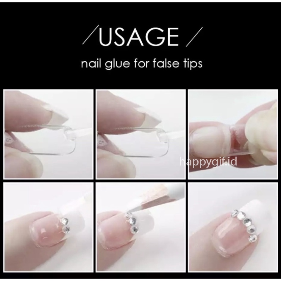 MXBON Lem Kuku Palsu Cepat Kering Dengan Brush Untuk Nail Art KU002