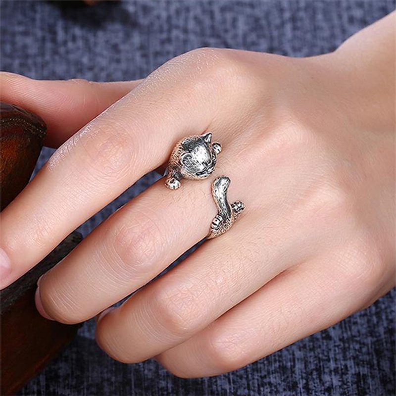 Cincin Jari Model Terbuka Dapat Disesuaikan Desain Mata Kucing Aksen Kristal Berlian Bahan Alloy Untuk Pesta