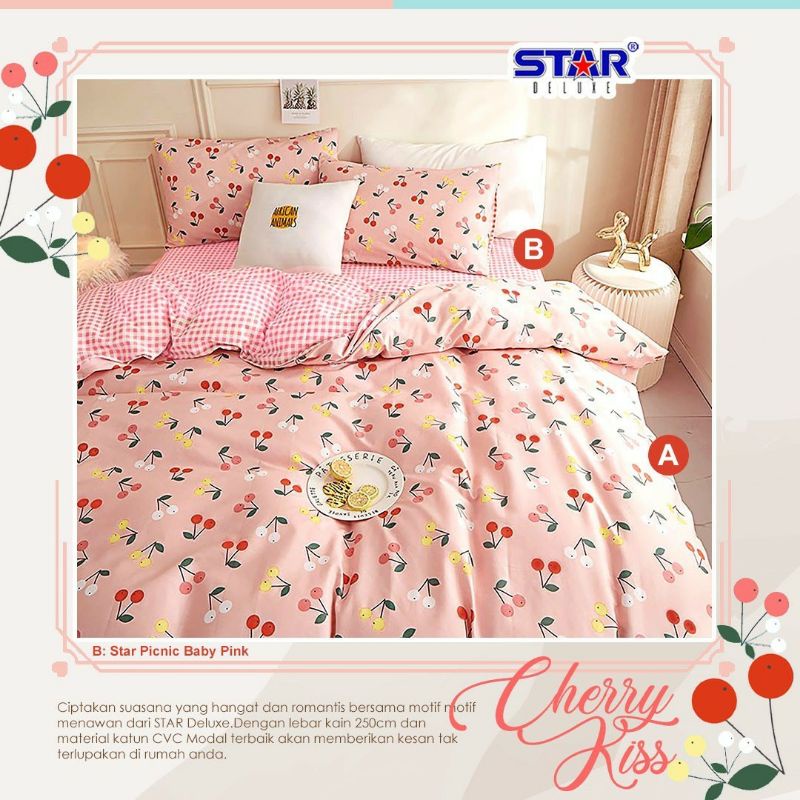 Sprei Katun Lokal Homemade*Star Motif Cherry Kiss*