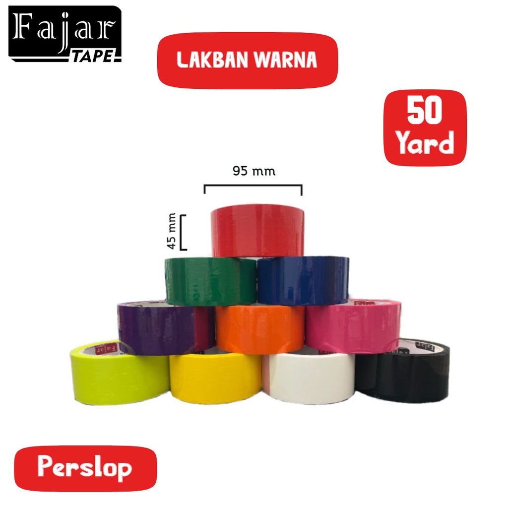 

Lakban Warna / Color / 45mm x 50 Yard (Full Meter)
