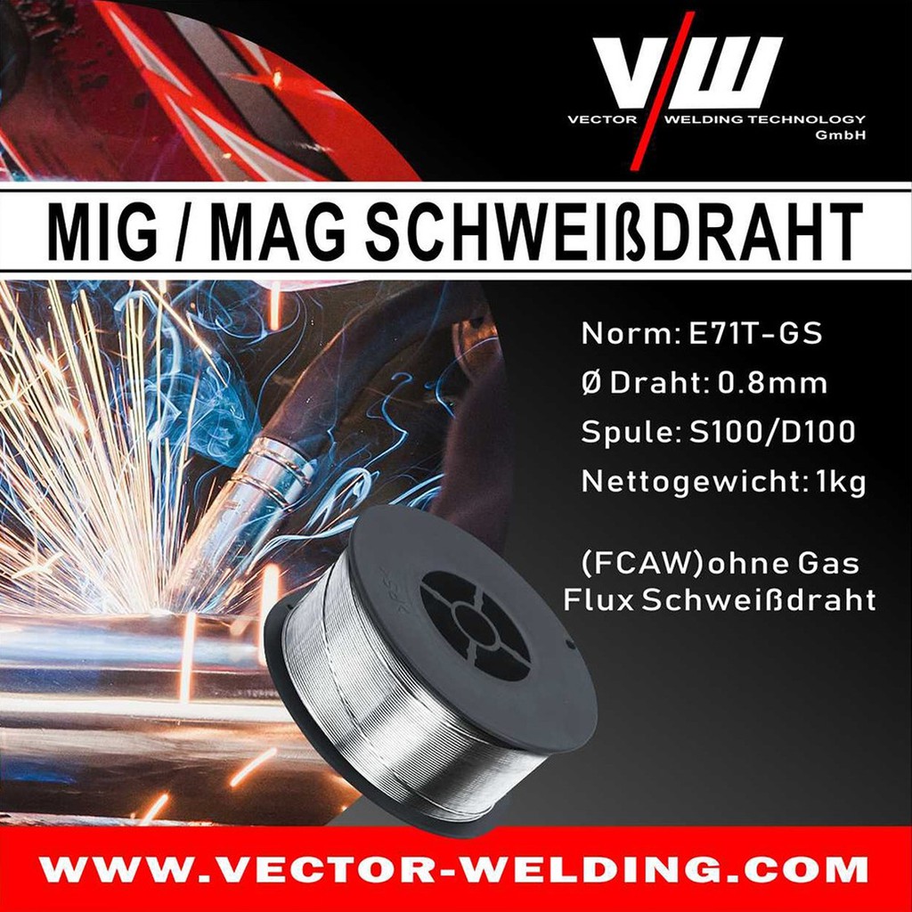 KAWAT LAS MIG/MAG-Schweißdraht Fülldraht 0,8 mm 1 kg D100 (tanpa gas CO2)