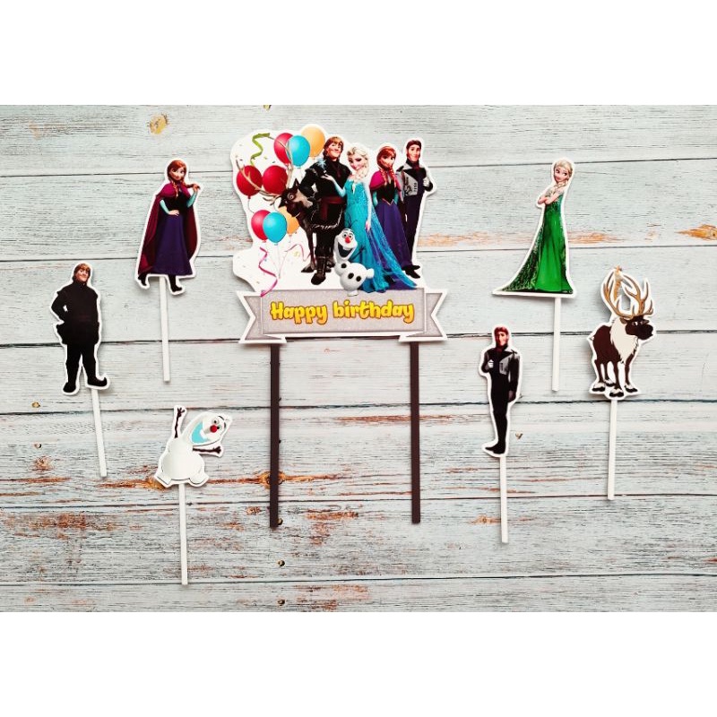 satu set cake topper hiasan kue ulang tahun hiasan kue tart karakter frozen FROZEN