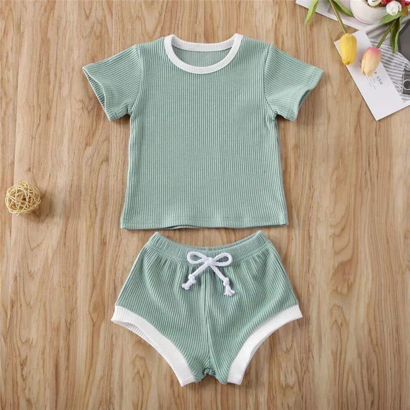 BEFAST - ZTL OOTD Setelan Anak CIARA / set anak bora rib / Setelan Anak Perempuan Terbaru 2022 / Atasan Kaos Lengan Pendek+Celana Pendek / Oneset Polos Casual / Setelan Anak-Anak Santai Rumahan / Termurah