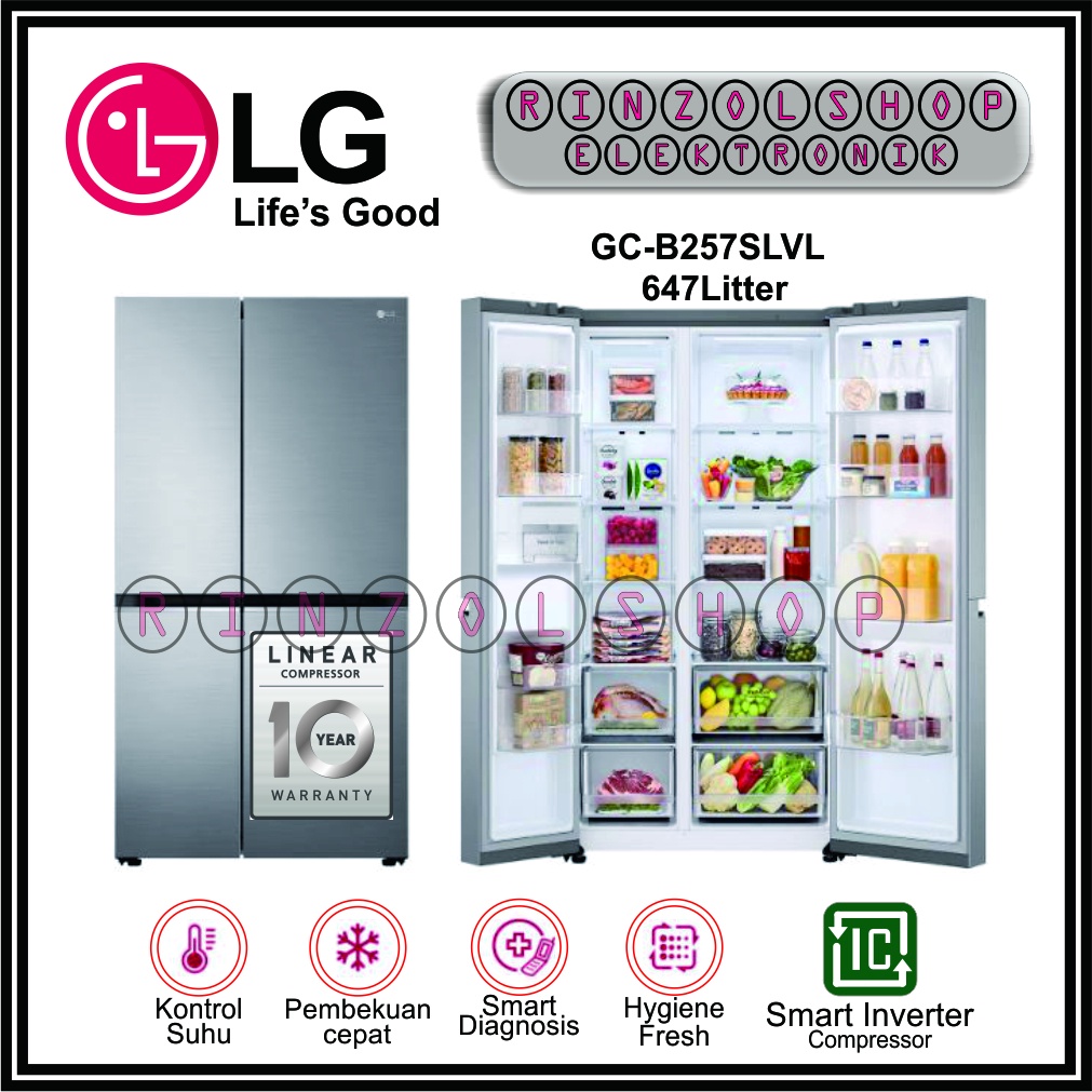 KULKAS LG GC-B257SLVL SIDE BY SIDE LINEAR INVERTER GCB257SLVL