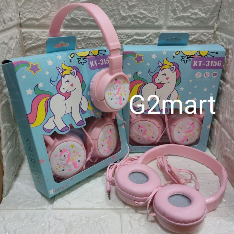 Headphone/headset UNICORN PINK antik headset gaming extra bass (online telpon music)