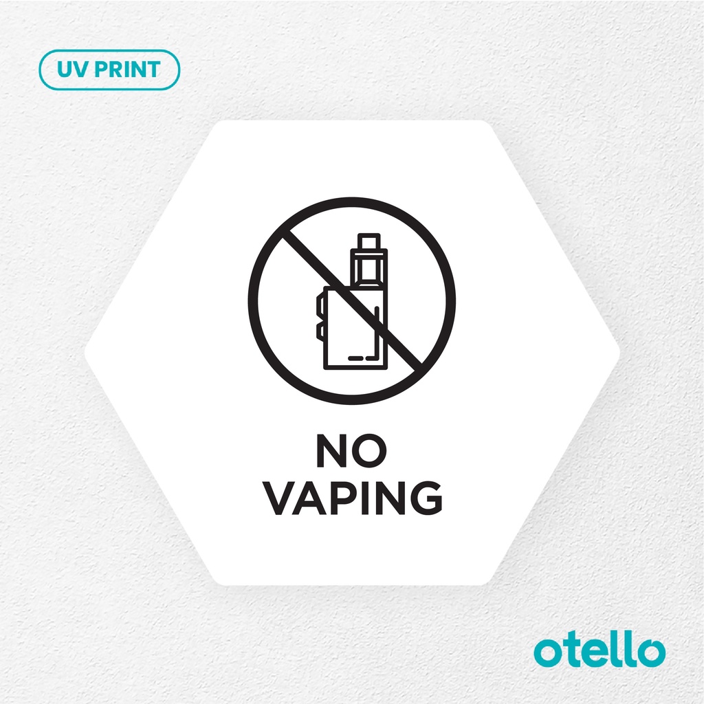 No Vaping Sign Board Akrilik Tempel Signage Dinding Sticker Papan Label Acrylic Restoran Dinding Petunjuk Toko Cafe