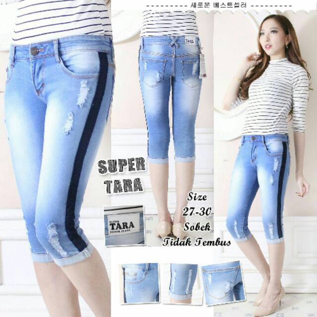  Celana  Jeans wanita  7 8 Off White Tara TERBARU Shopee  