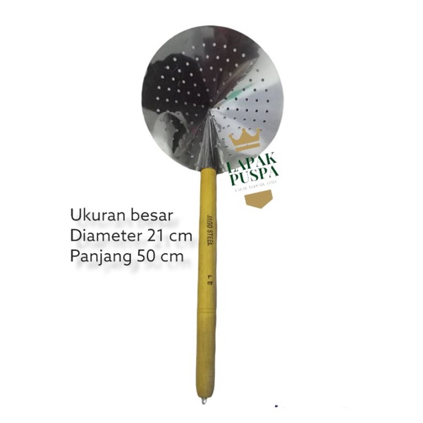 serok tirisan minyak penggorengan goreng ukuran besar gagang kayu