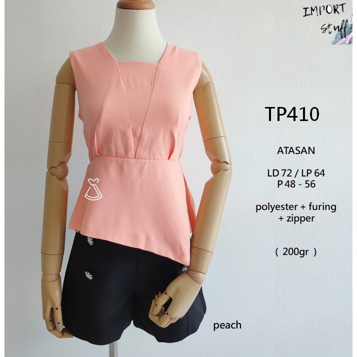 TP410 - ATASAN SLEEVELESS PEACH POLOS BLOUSE WANITA