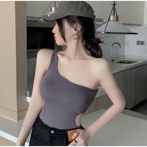 DF BR110 Bra Tanktop Satu Shoulder Wanita Crop Kamisol Fashion Korean COD