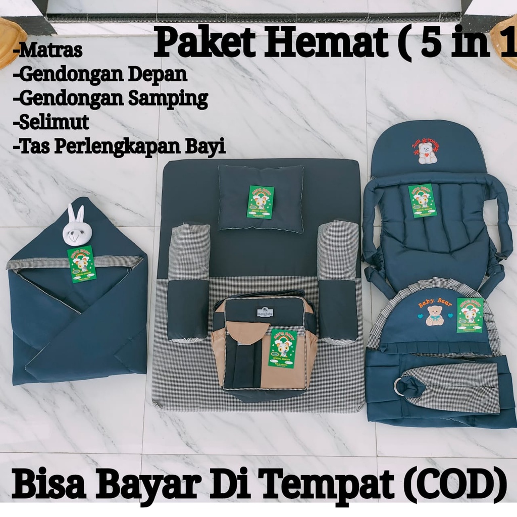 Paket Hemat ( 5 in 1 ) Tas Bayi gendongan Samping Gendongan Depan Matras Dan Selimut