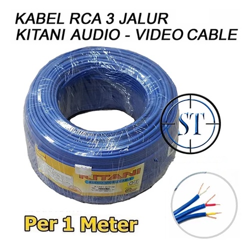 1 Meter Kabel RCA 3 jalur 3-3 Audio Video Merk KITANI 3R3 3RCA 3 Way Harga per meter Tembaga Murni Audio Speaker Home theater,