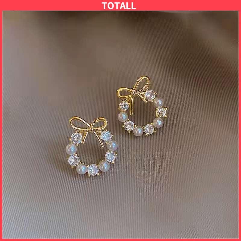 COD Fashion Korea Sepasang Anting Mutiara Garland Aksesoris Mode-Totall