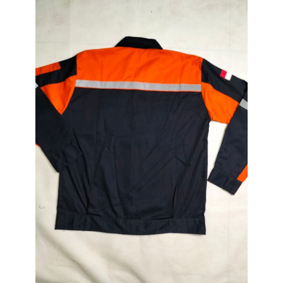 Kemeja Safety | Wearpack Proyek Lengan Panjang | Oranye - Navy