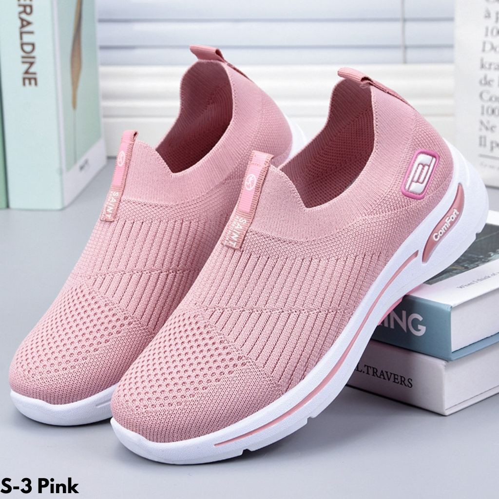 SEPATU SNEAKERS WANITA TANPA TALI IMPORT OLAHRAGA SANTAI NYAMAN DIPAKAI ANTI SLIP S3