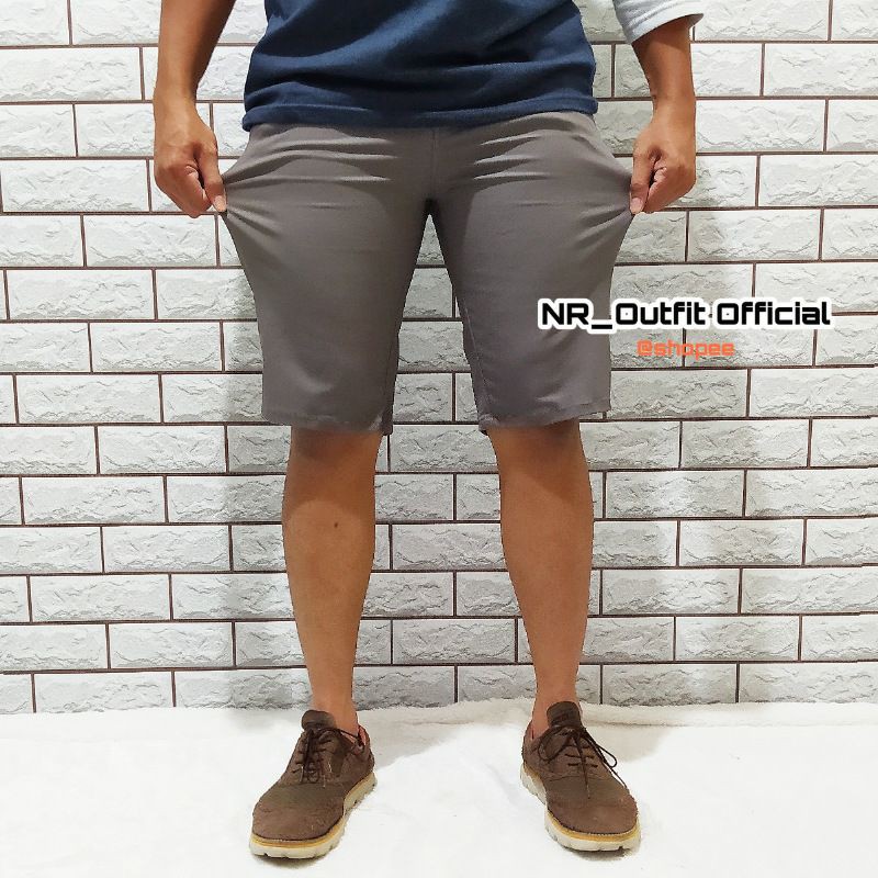 Celana Chino Pendek Pria Keren Casual Shorts Pants Bahan Karet Melar Cinos Zaraman Pendek