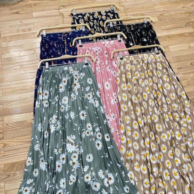 NEW Rok Plisket Bunga Tangkai Daisy import bahan Hyget Premium size fit to xl