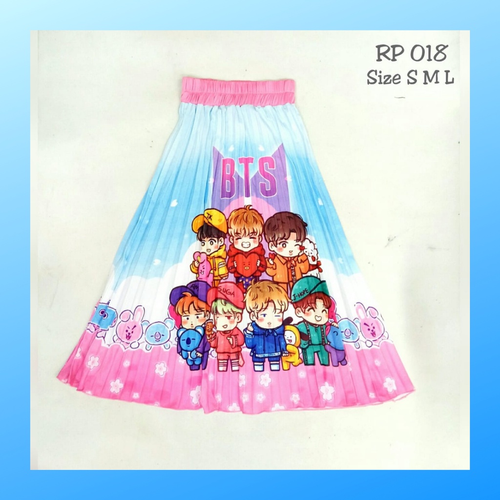 Rok anak perempuan bts 21 army RP018 pakaian bawahan cewek panjang fashion girl plisket casual korea kpop